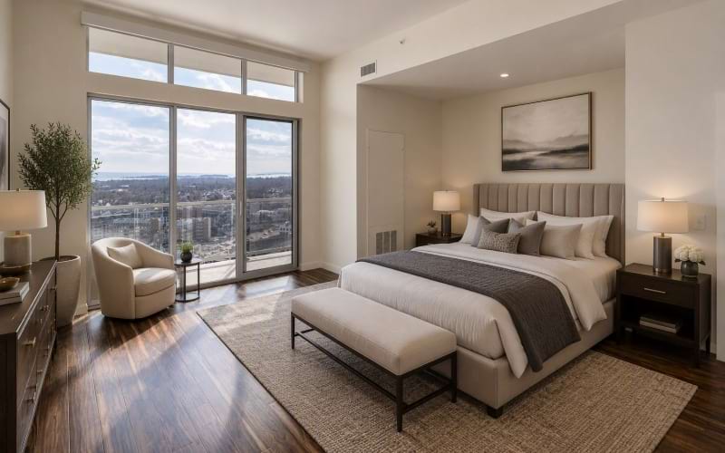 staged image of a one bedroom apartments at beacon harbor point