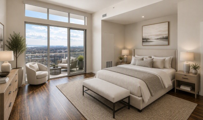 bedroom image of a two bedroom apartment at beacon harbor point in stamford, ct